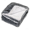 Gray Faux Wolf Fur Throw Blanket