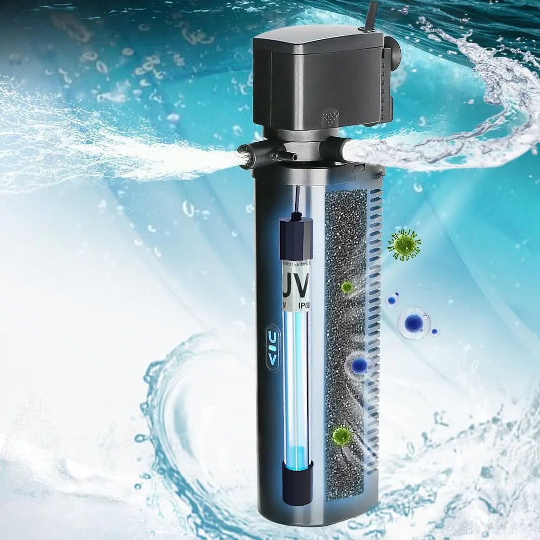 Submersible UV Aquarium Filter with Dual-Stage Filtration