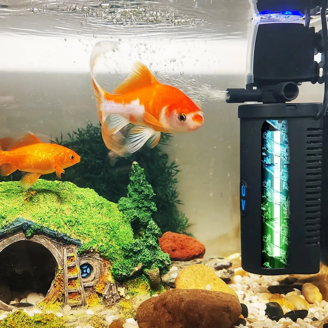 Submersible UV Aquarium Filter with Dual-Stage Filtration