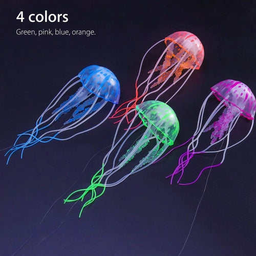 4-Pack Glowing Silicone Jellyfish Aquarium Decorations