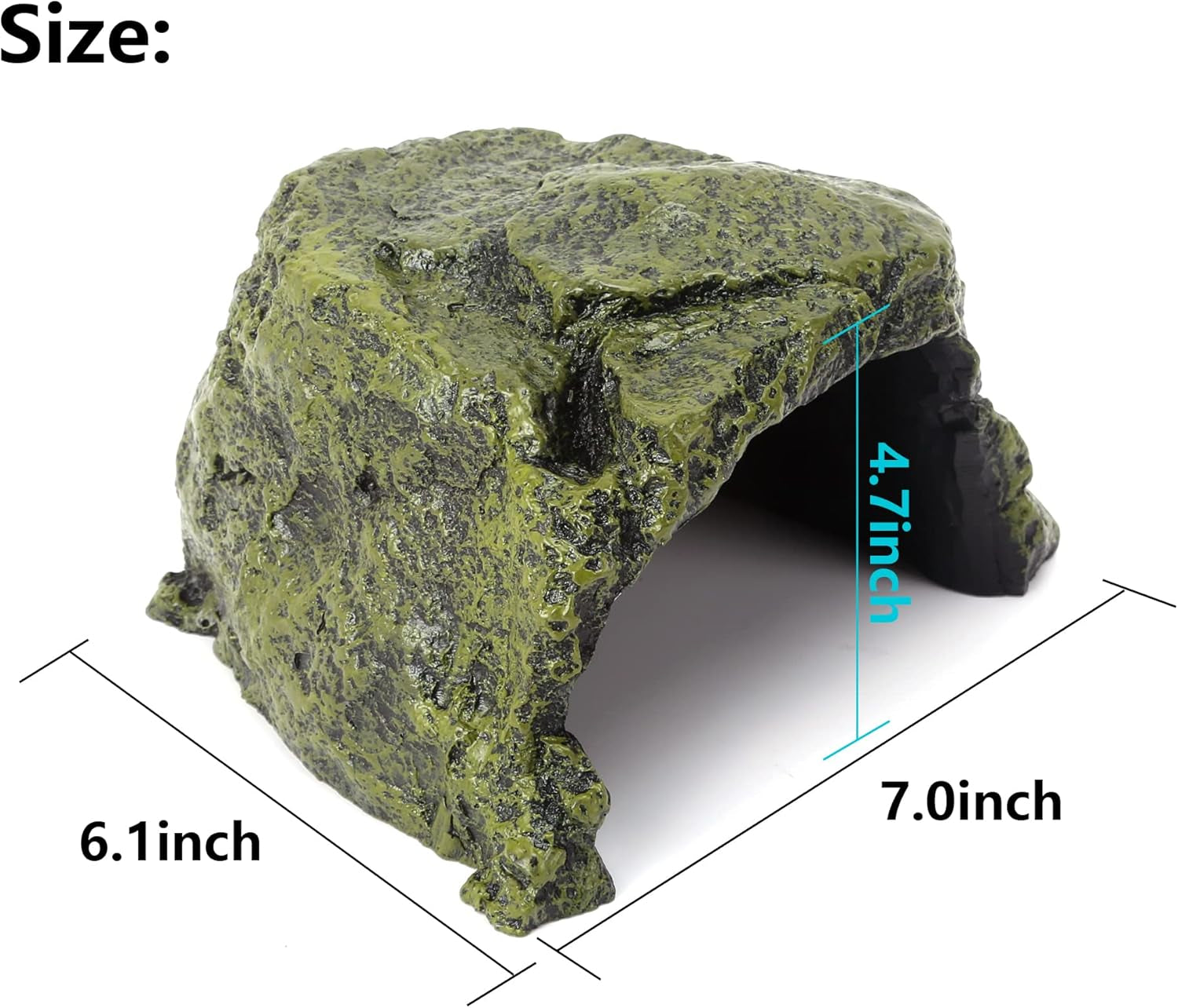 Reptile Rock Hide Cave – Natural Resin Hideout for Lizards, Geckos, Turtles, Frogs & Fish
