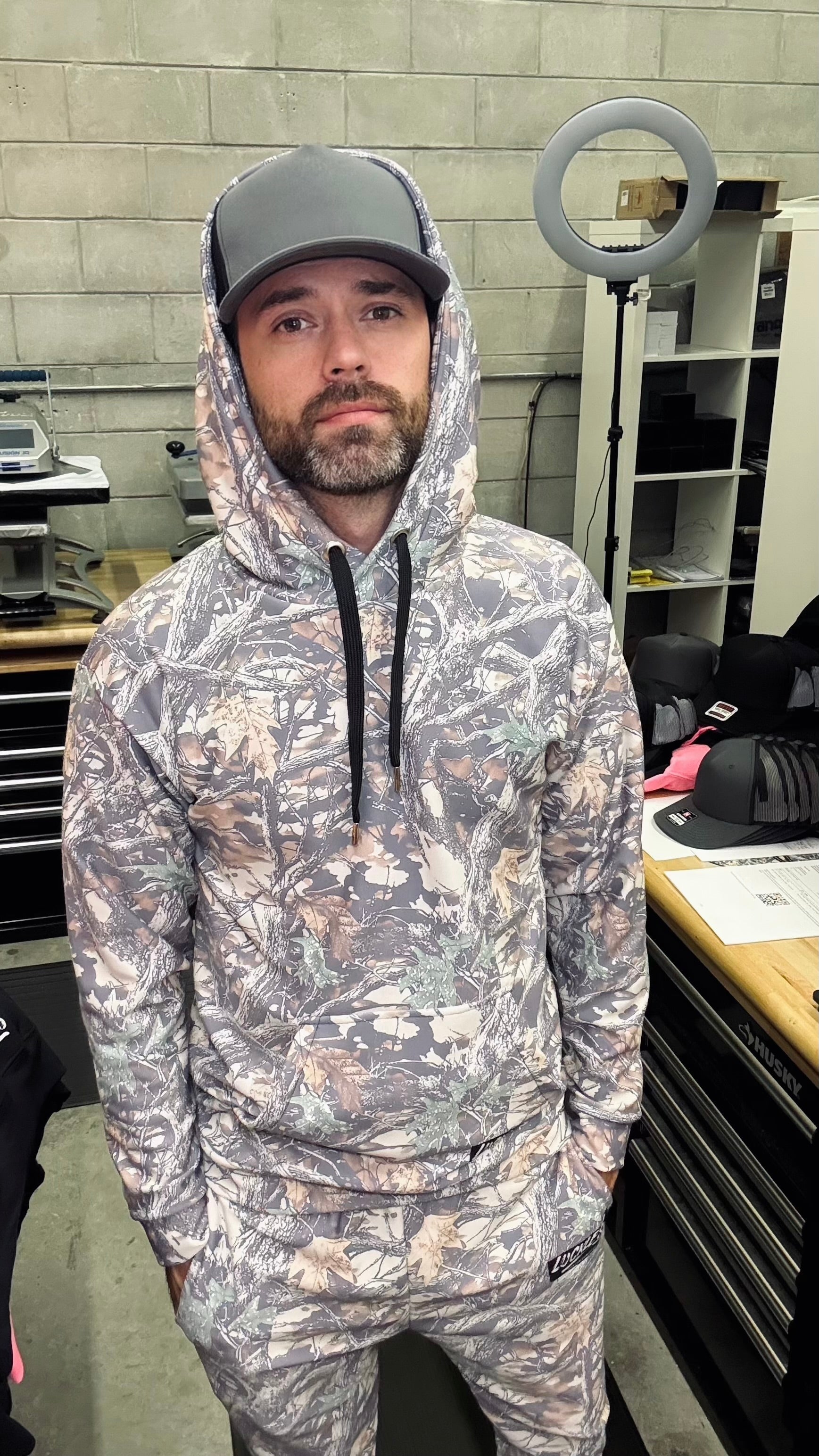 Faded Camo Wide String Hoodie – Luckless Outfitters