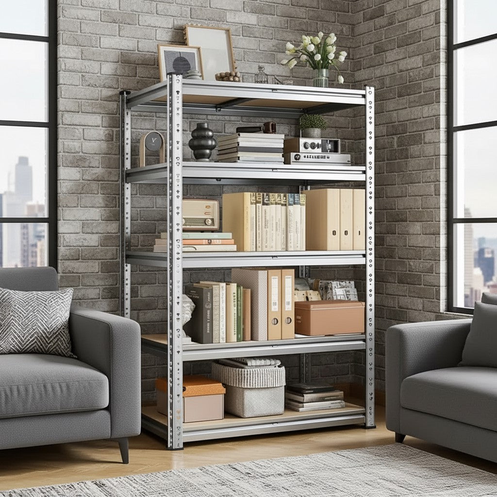 Heavy Duty Metal Garage Shelving Rack – 4/5/6-Tier Adjustable Steel Shelf | 2000+ lbs | Black & Silver