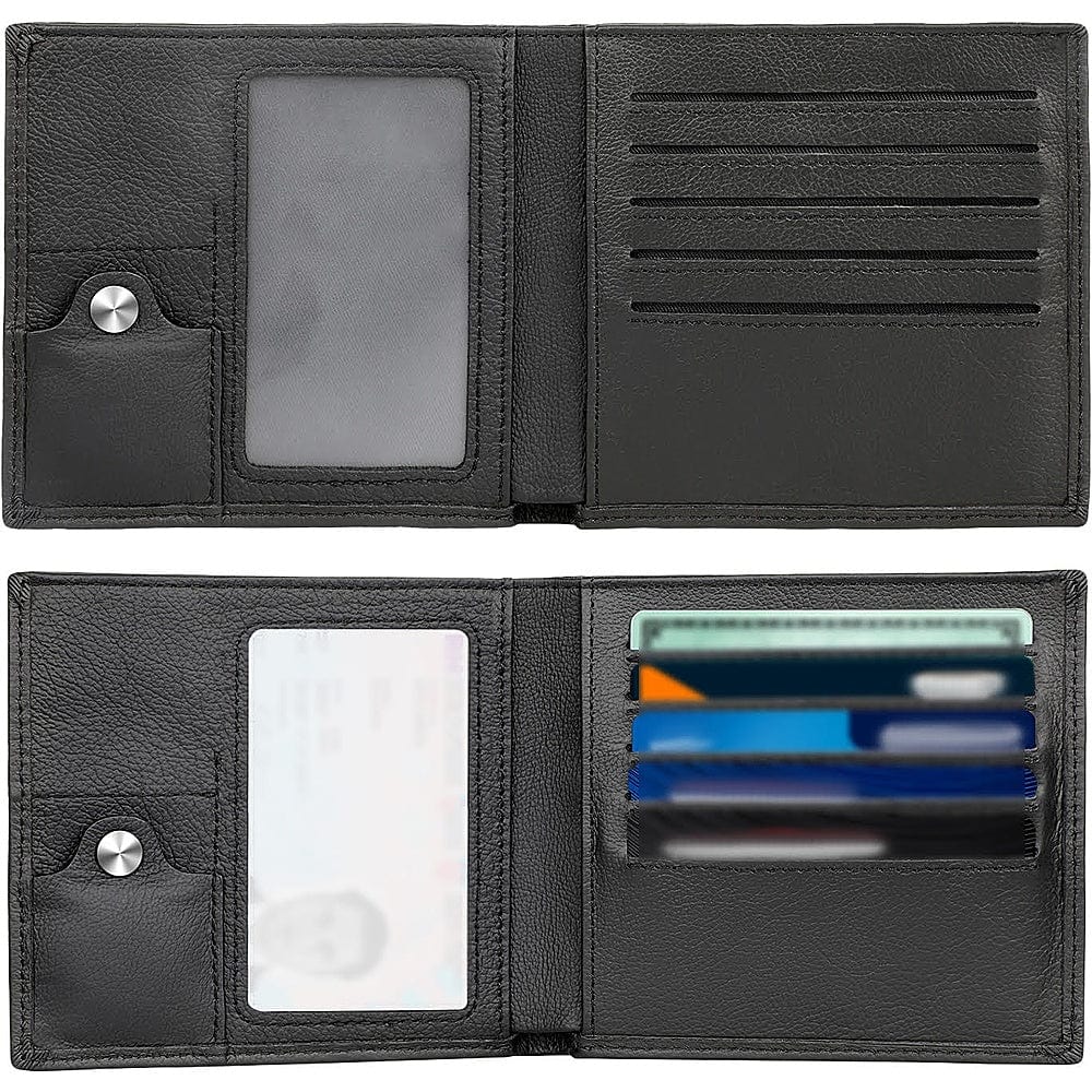 Genuine Leather Wallet | Apple AirTag Compatible | 5 Card Slots | Black