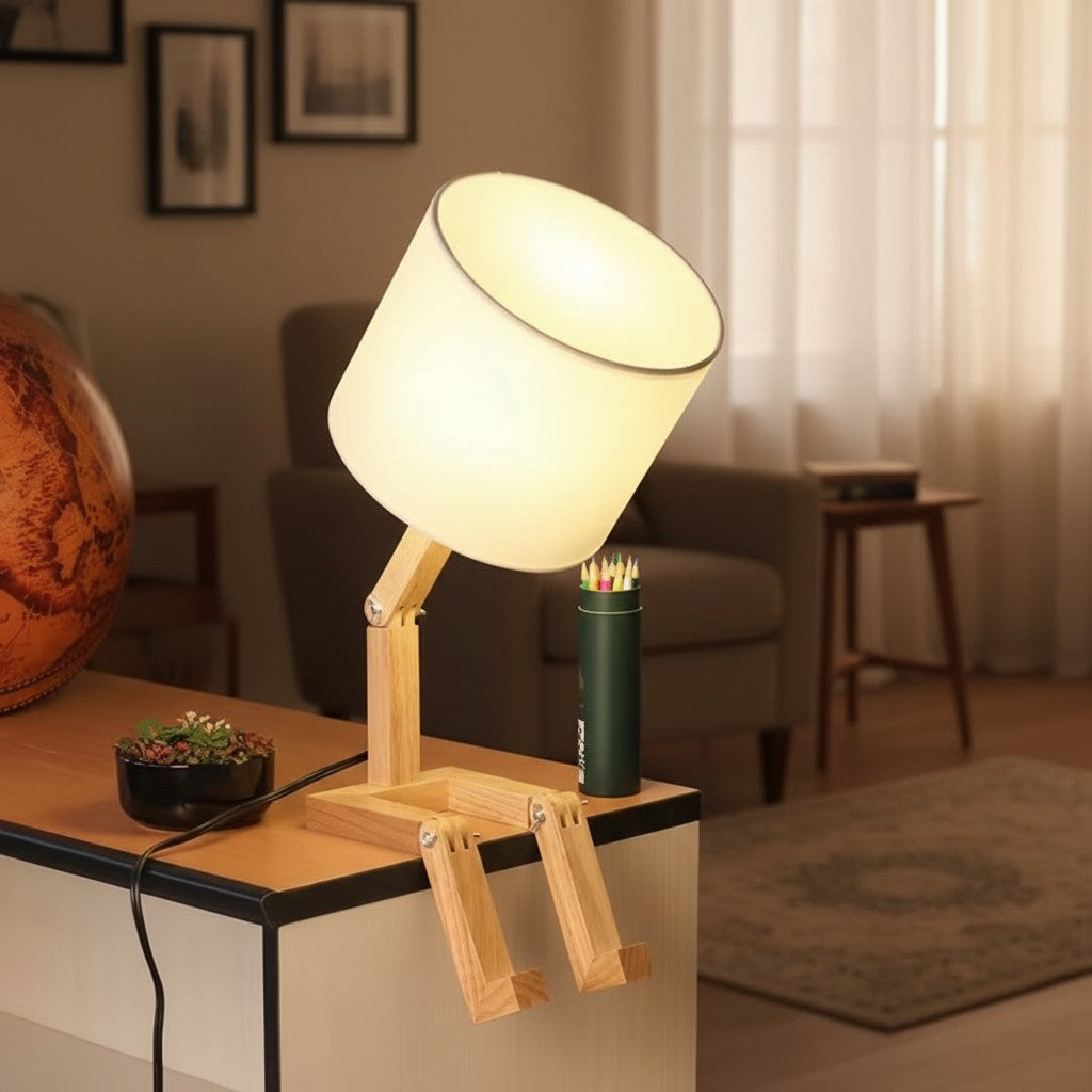 Foldable Shape-Changing Wooden Desk Lamp – Creative Ambient Light for Bedroom, Study & Living Room
