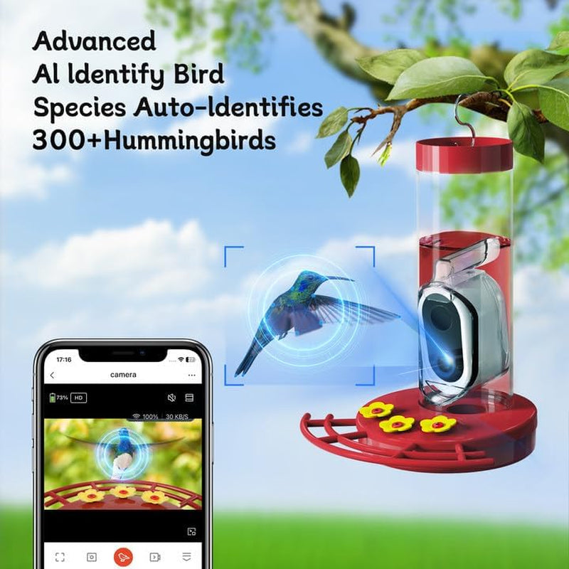 Solar-Powered Smart Hummingbird Feeder with WiFi Camera