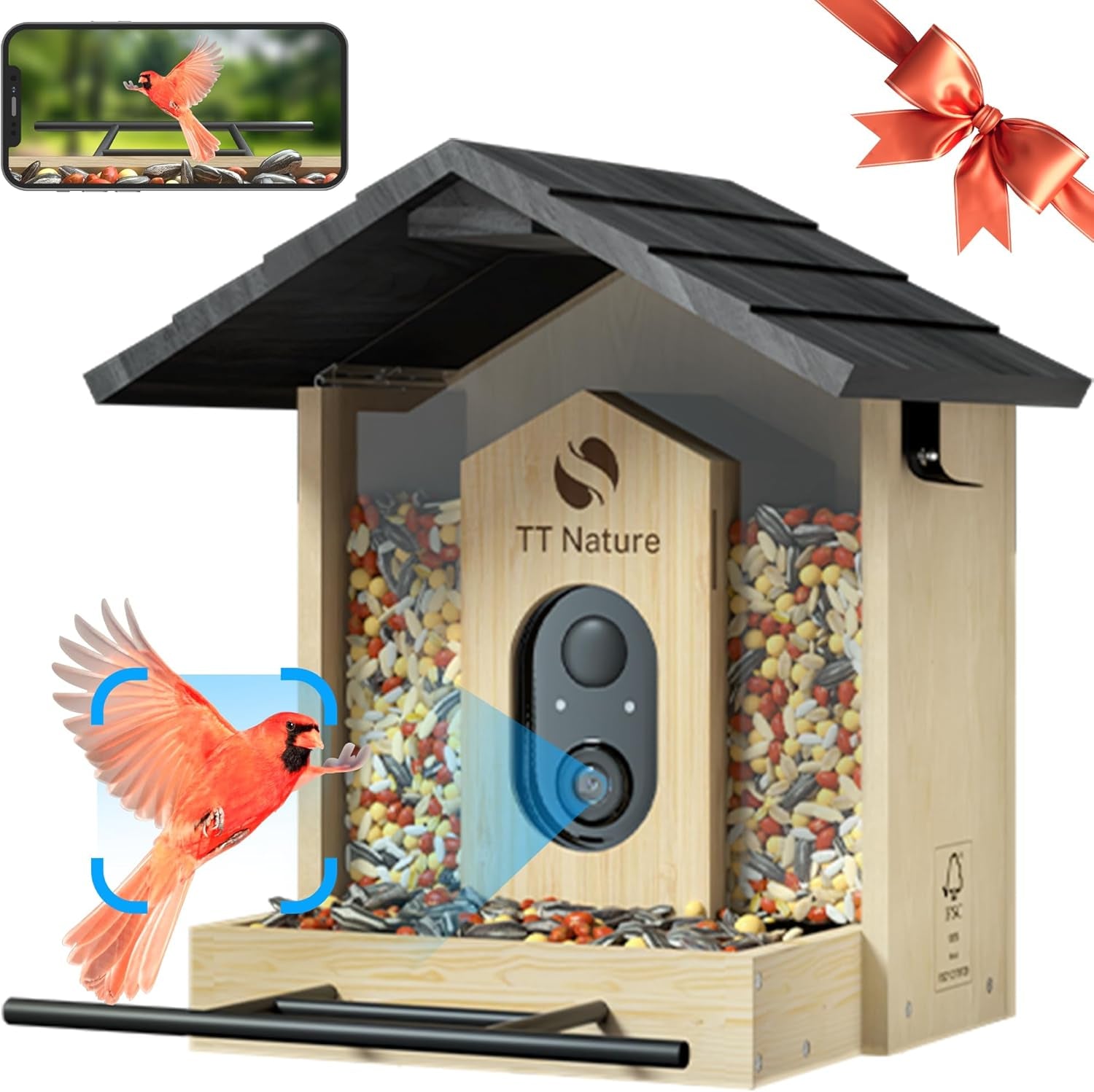 Smart Bird Feeder with 1080P HD WiFi Camera – AI Species Recognition, Night Vision & Motion Alerts