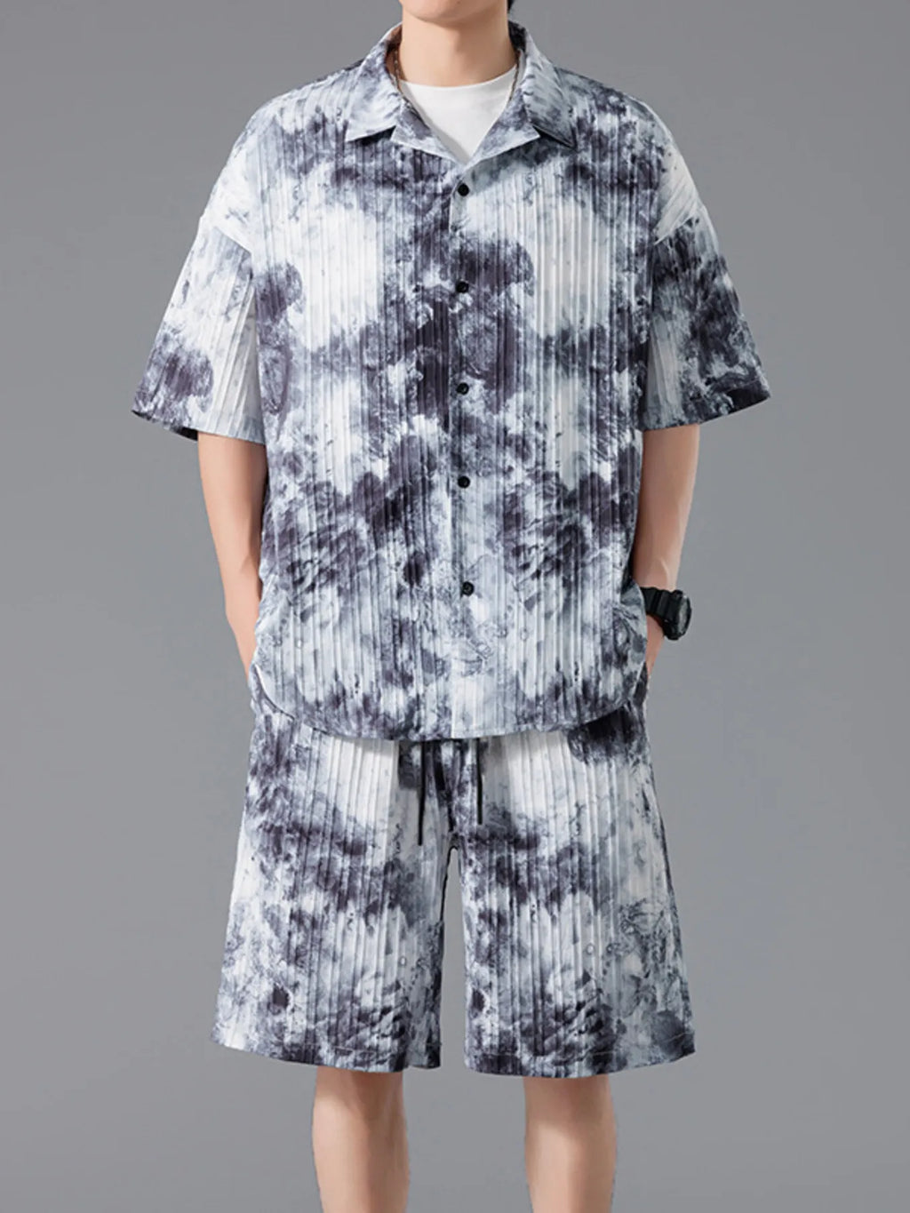 Men's Tie-Dye Shirt and Shorts Set