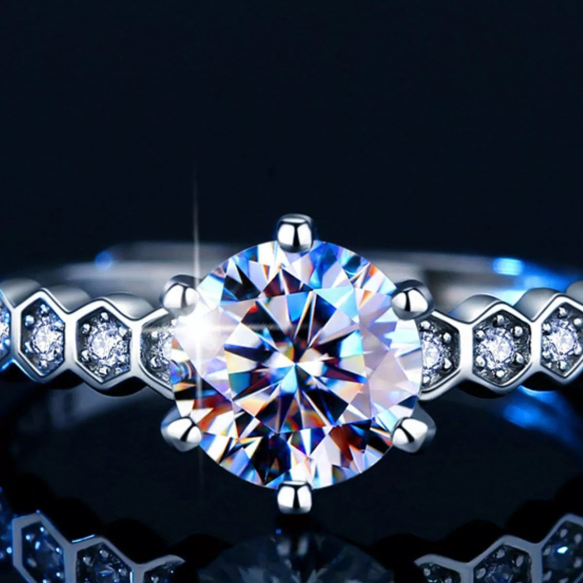 1 Carat Moissanite Sterling Silver Ring