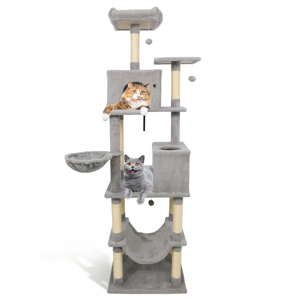 80" Tall Cat Tree Tower with 2 Condos & Hammock