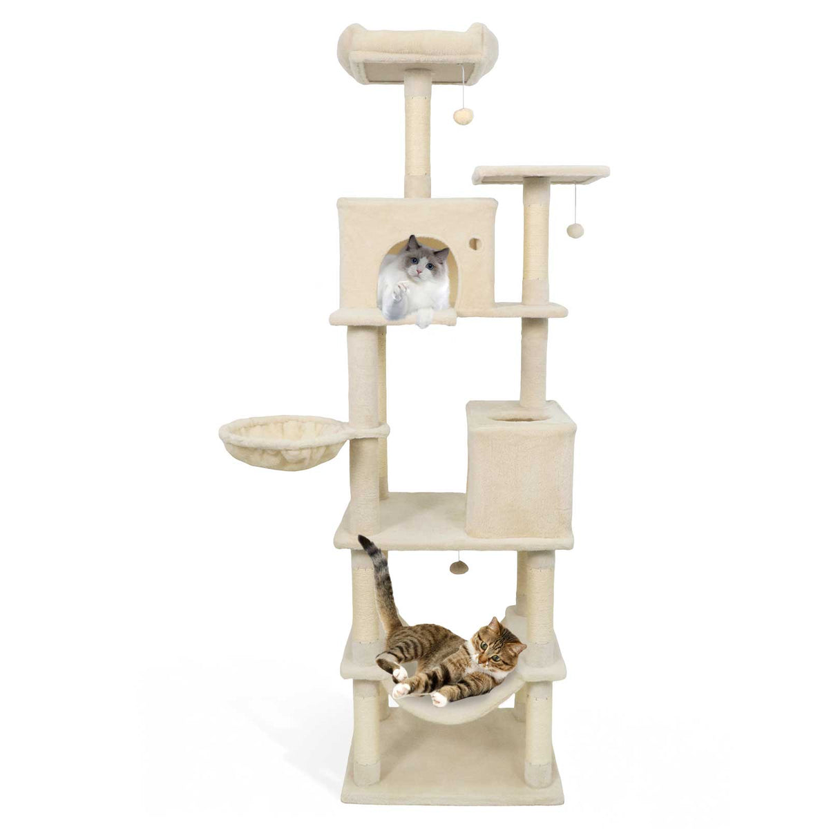 80" Tall Cat Tree Tower with 2 Condos & Hammock