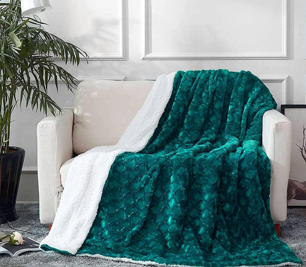 Mermaid Scale Sherpa Throw Blanket