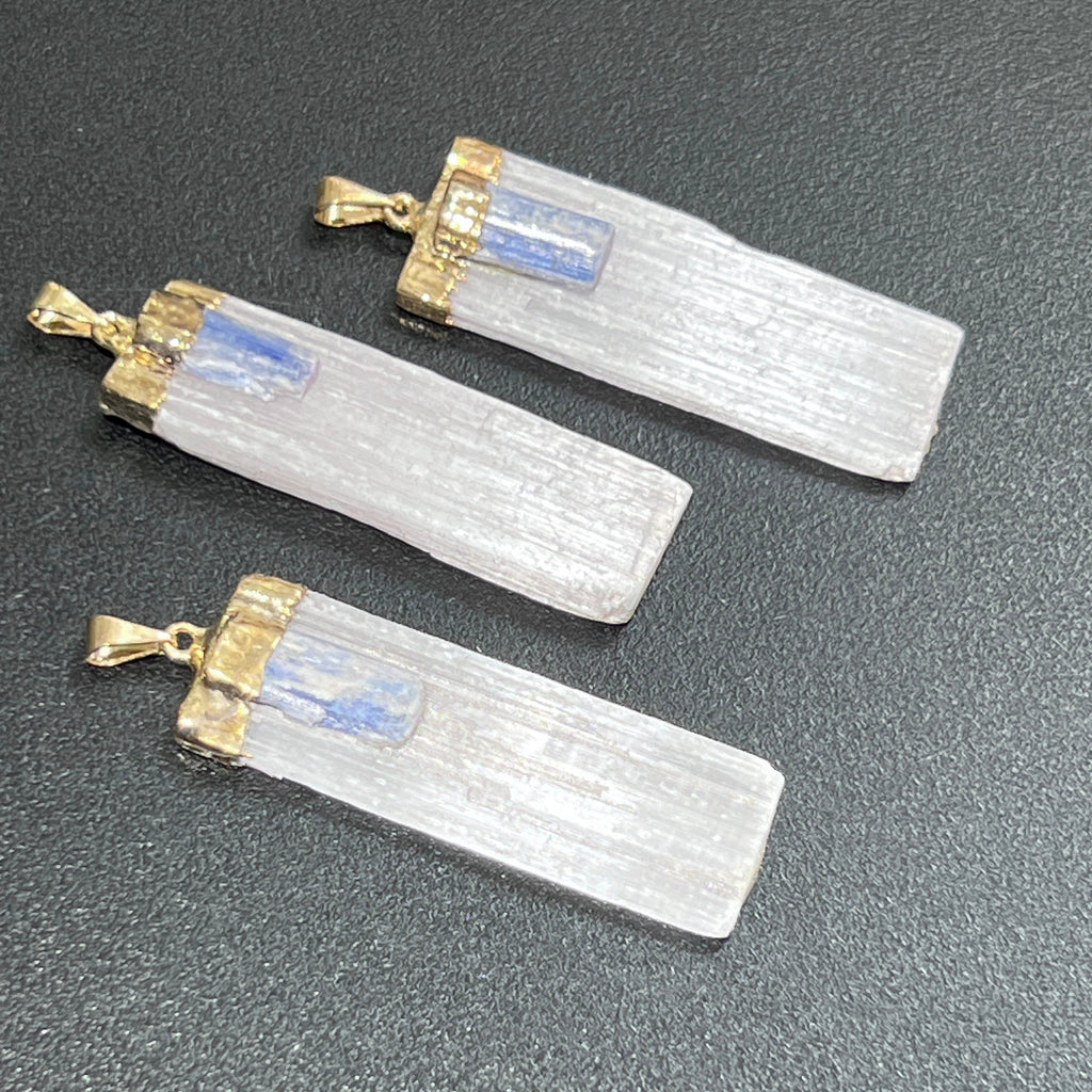 Selenite & Blue Kyanite Pendant