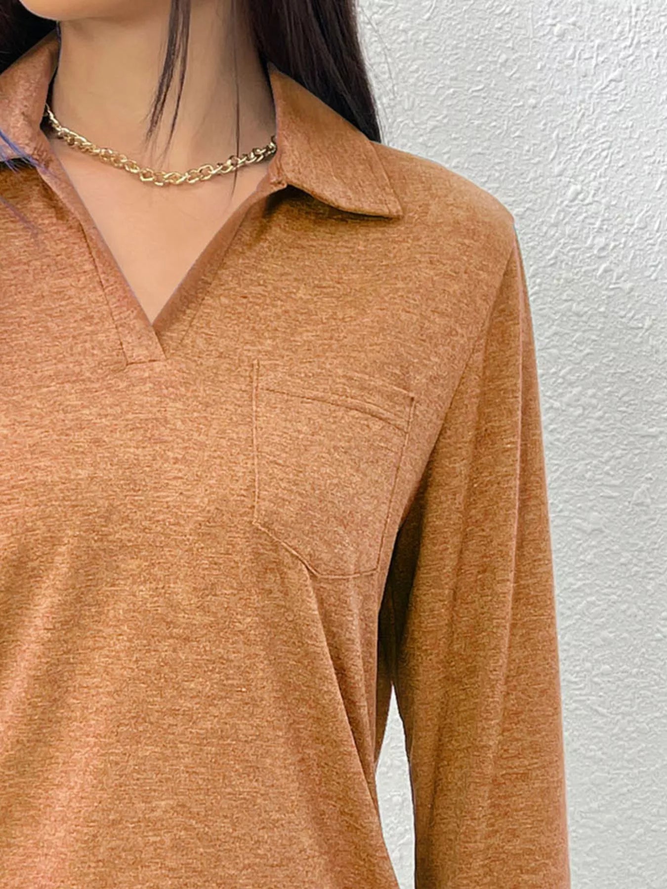 Women's Long Sleeve Polo Shirt | Casual V-Neck Pullover Top