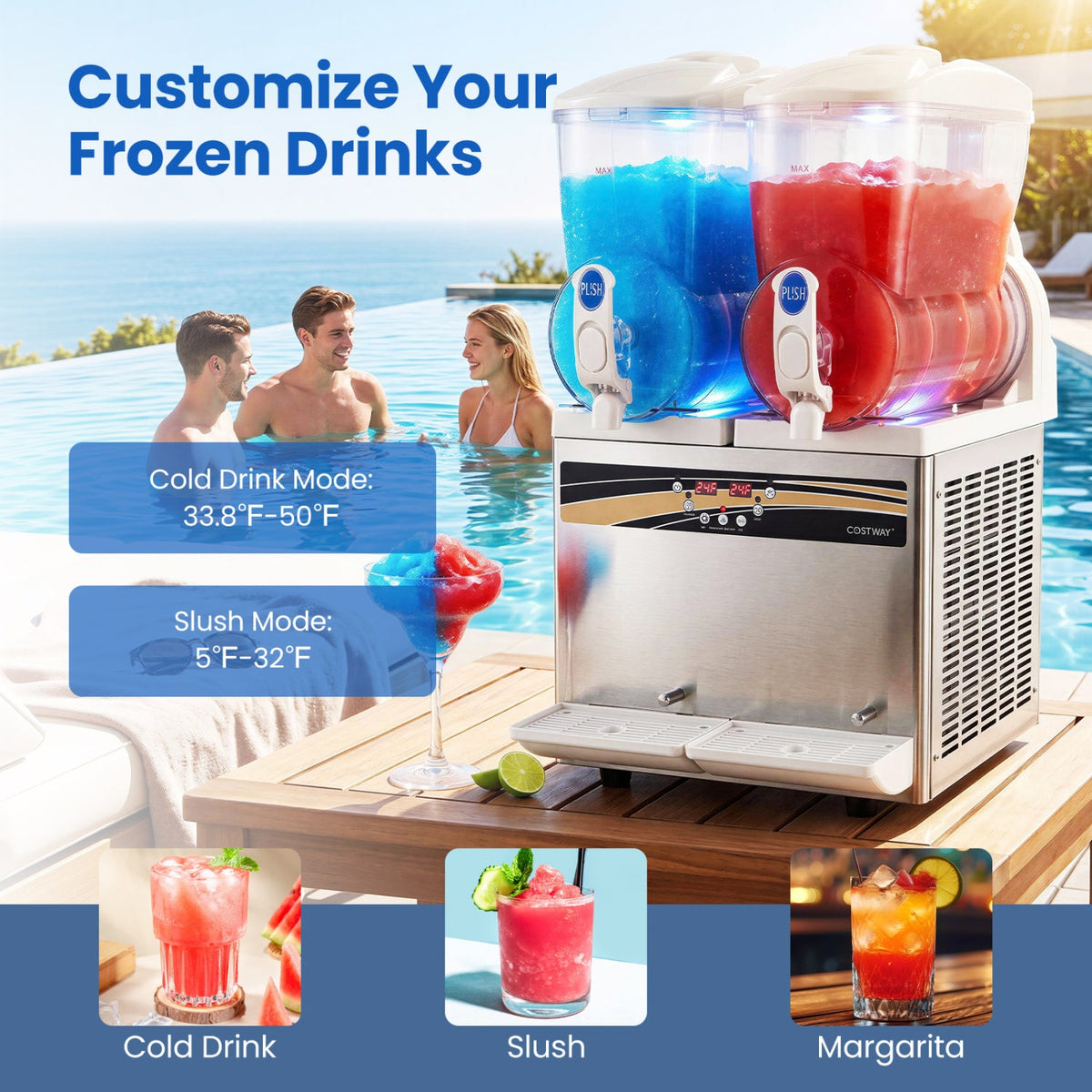 Commercial 8 Gal Dual Tank Slushie Machine
