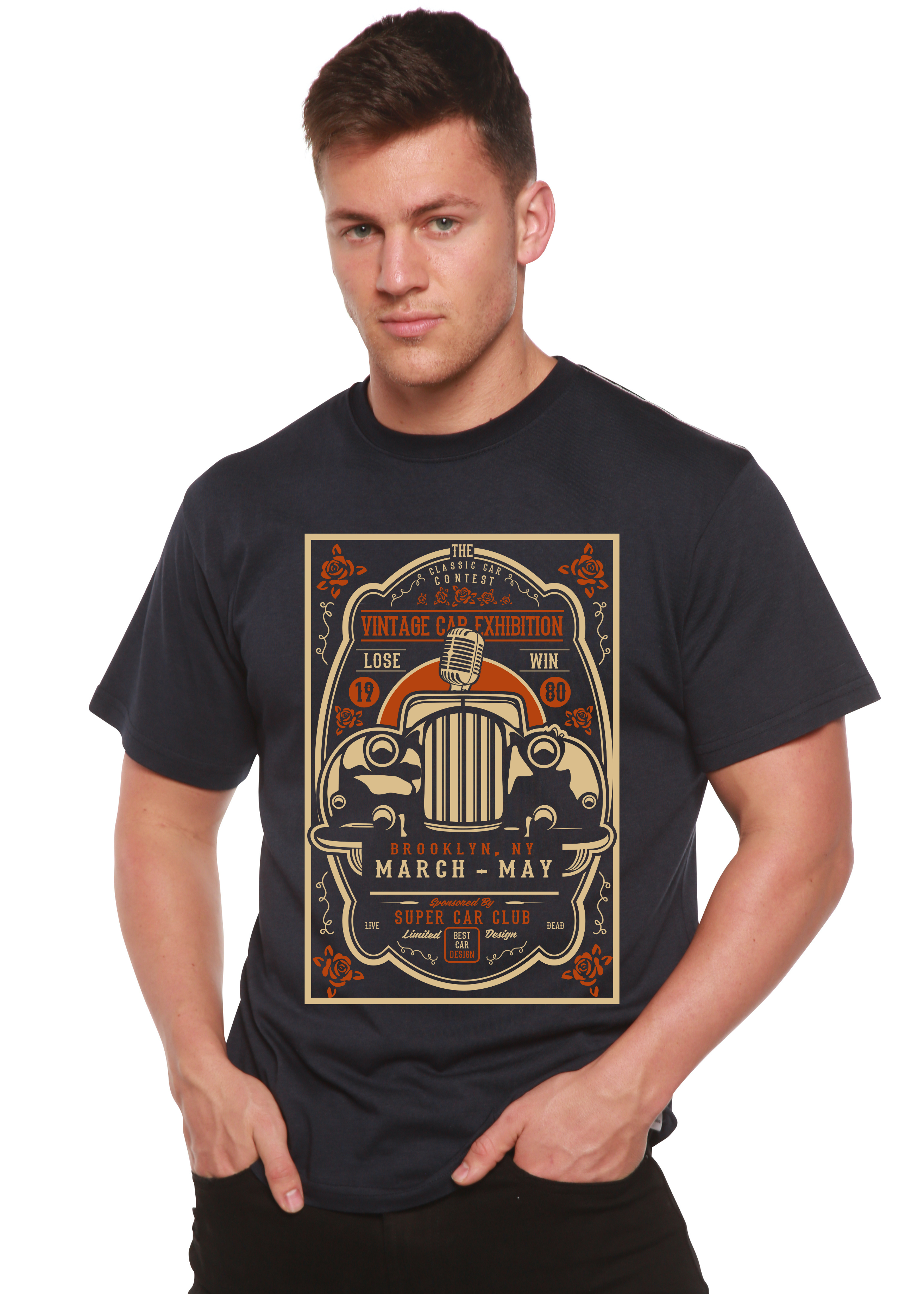 Vintage Car Spun Bamboo® Men's Bamboo Viscose & Organic Cotton Short Sleeve Graphic T-Shirt