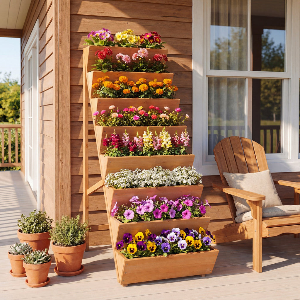 8-Tier Fir Wood Vertical Raised Garden Bed