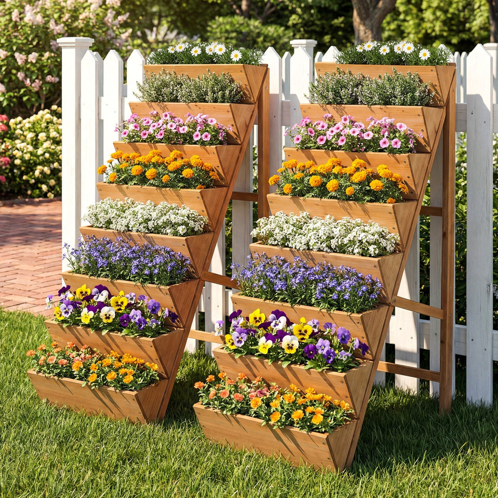 8-Tier Fir Wood Vertical Raised Garden Bed