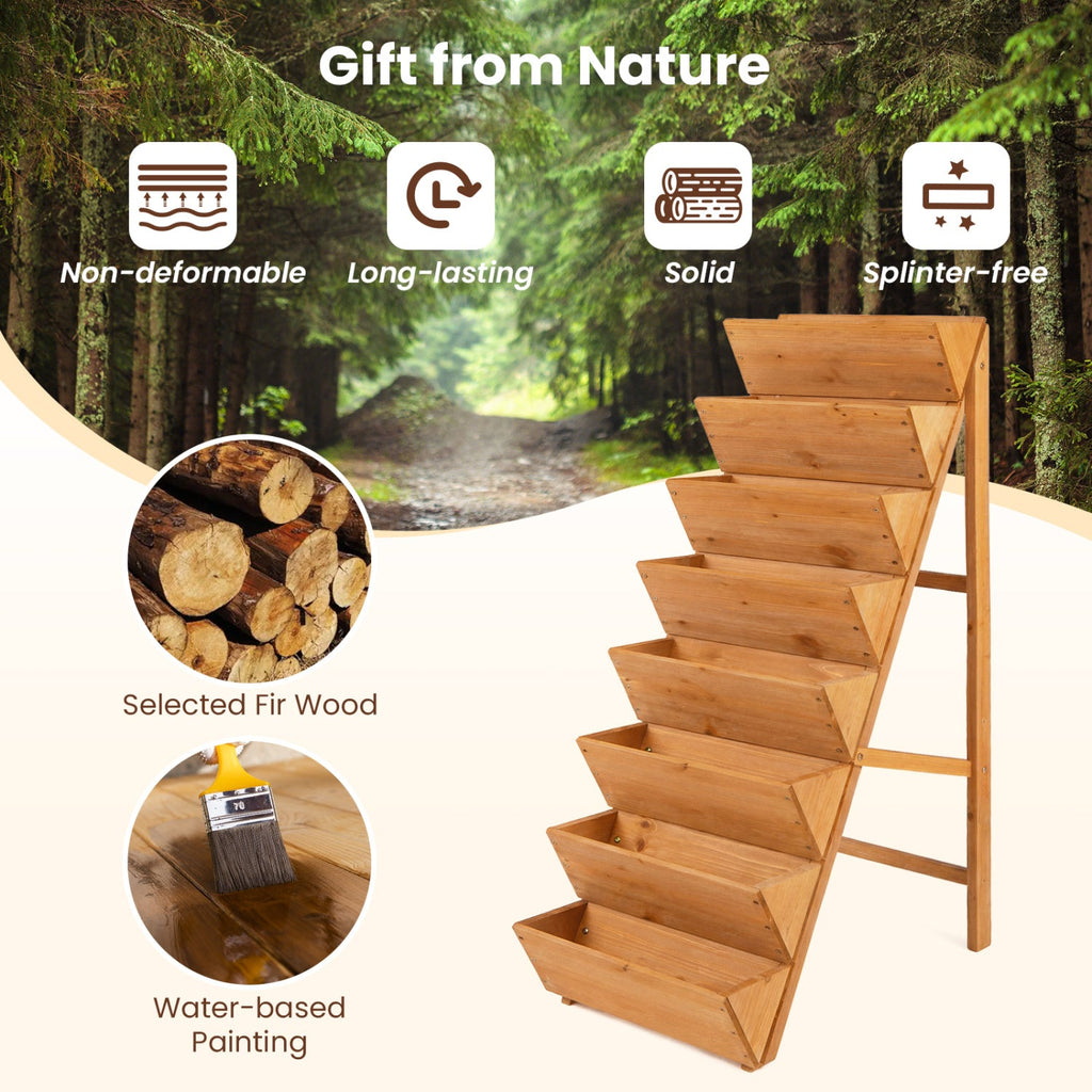 8-Tier Fir Wood Vertical Raised Garden Bed