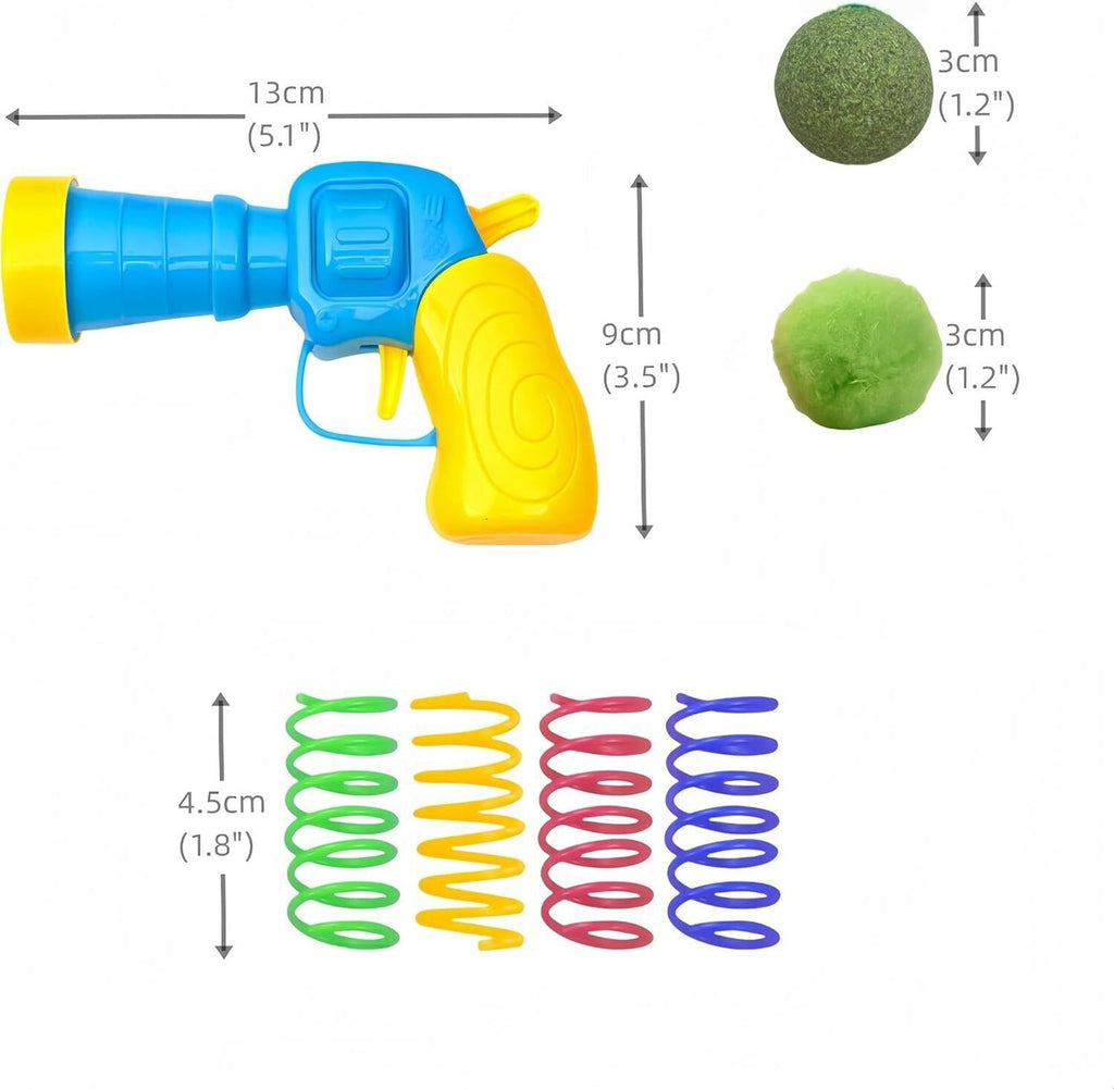 Cat Pom-Pom Ball Launcher Toy with 30 Colorful Balls