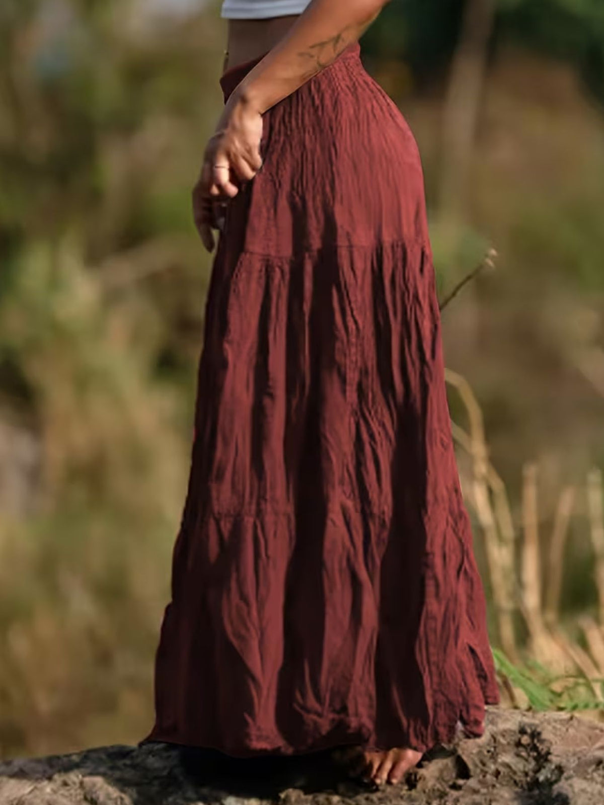 Ruched Tiered Maxi Skirt