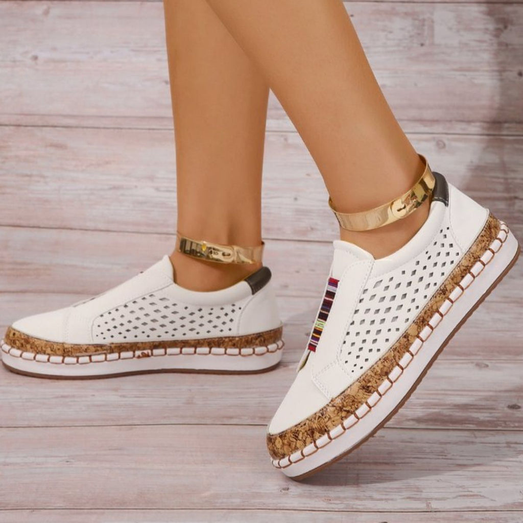 Slip-On Sneakers with Cork Trim Detail