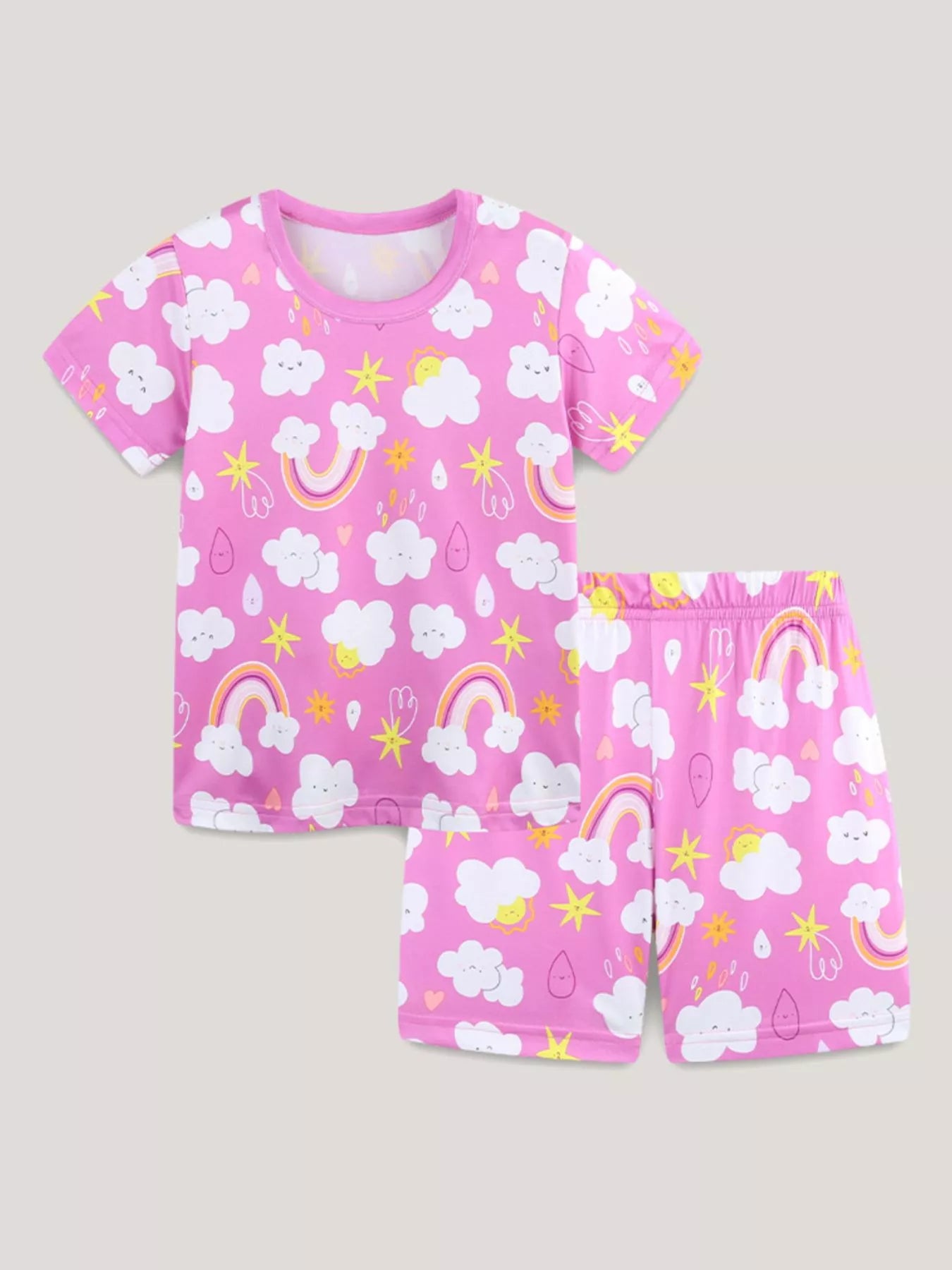 Kids' Rainbow Cloud Print Tee and Shorts Set