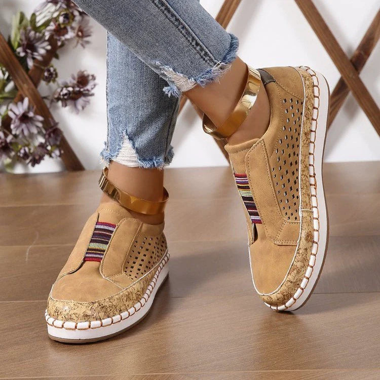 Women's Casual Slip-On Sneakers with Cork Trim Detail