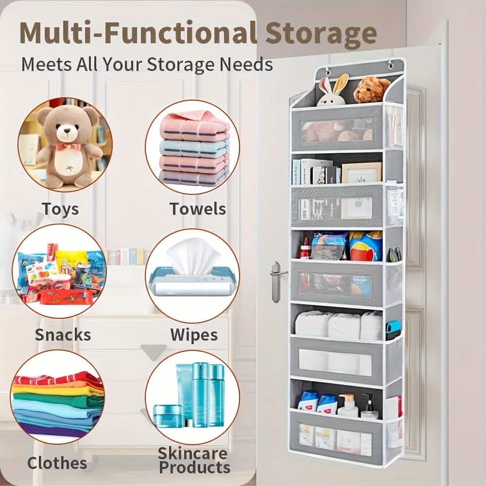 5-Tier Over-the-Door Storage Organizer — Foldable Fabric Pocket Caddy