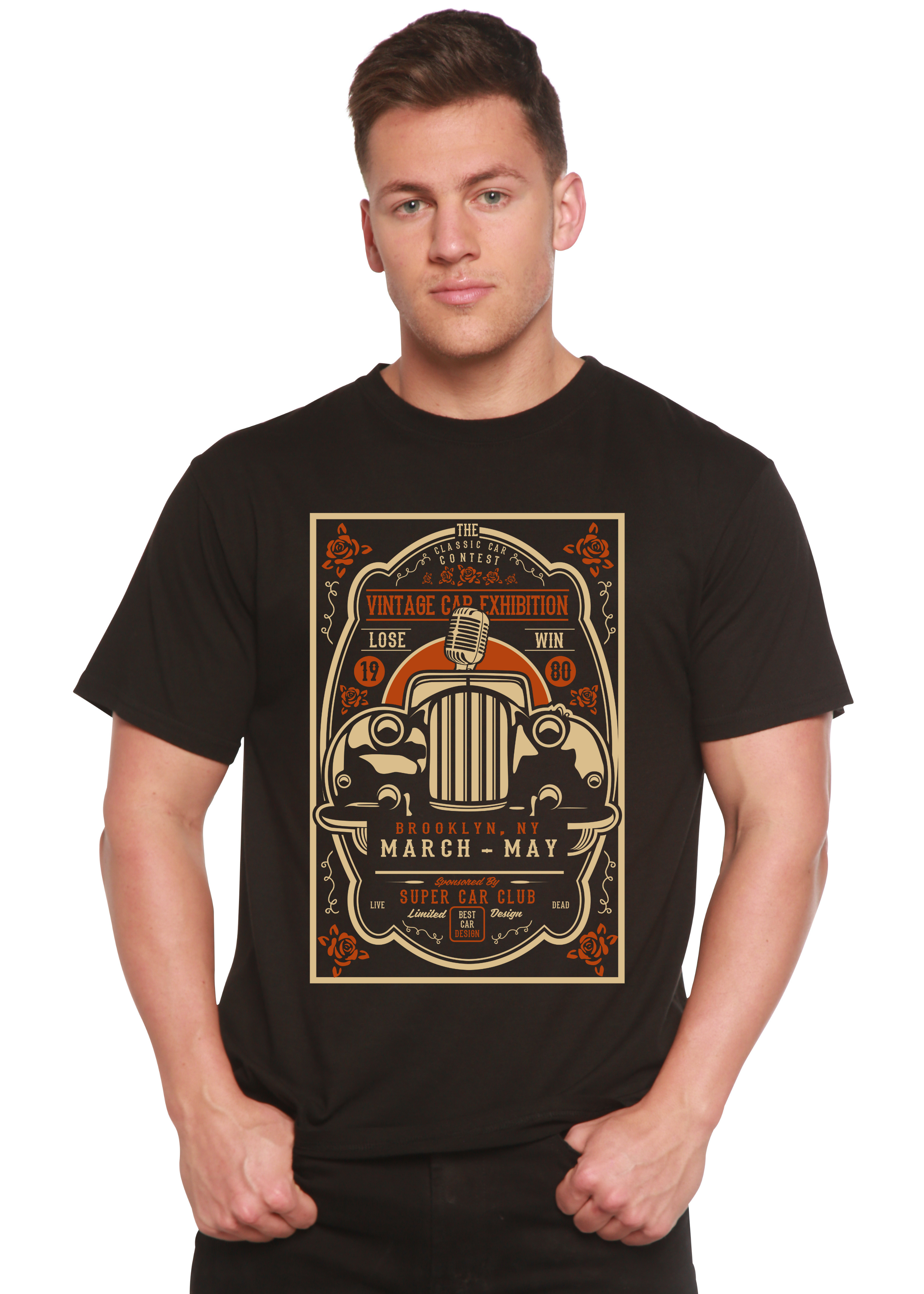 Vintage Car Spun Bamboo® Men's Bamboo Viscose & Organic Cotton Short Sleeve Graphic T-Shirt