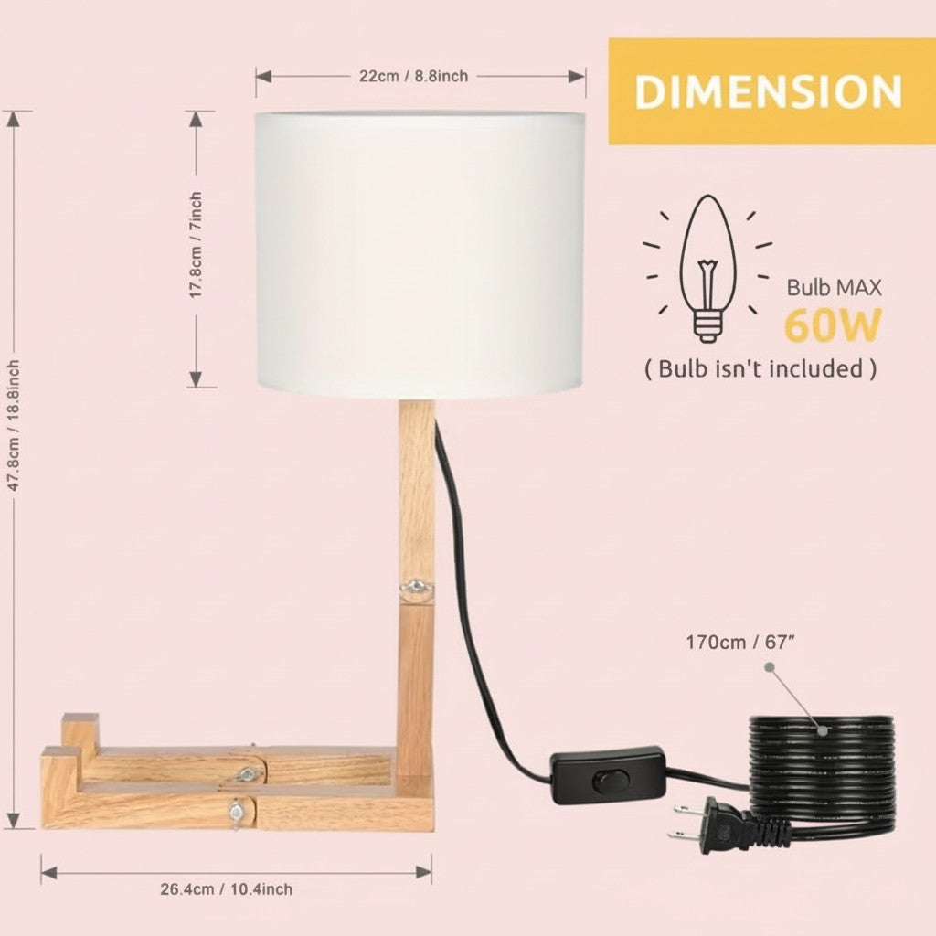 Foldable Shape-Changing Wooden Desk Lamp