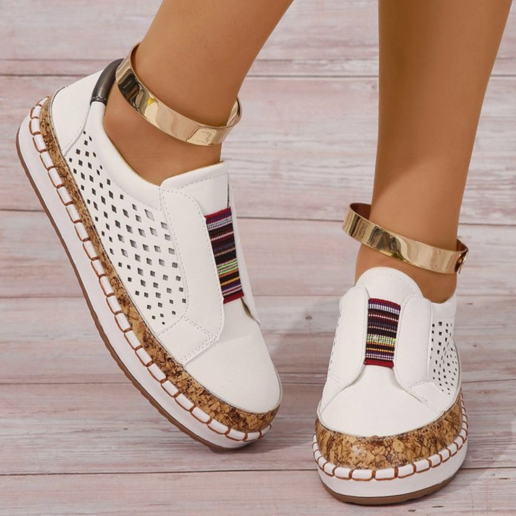 Slip-On Sneakers with Cork Trim Detail
