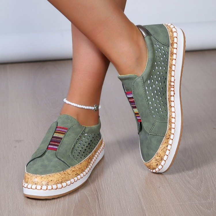 Women's Casual Slip-On Sneakers with Cork Trim Detail