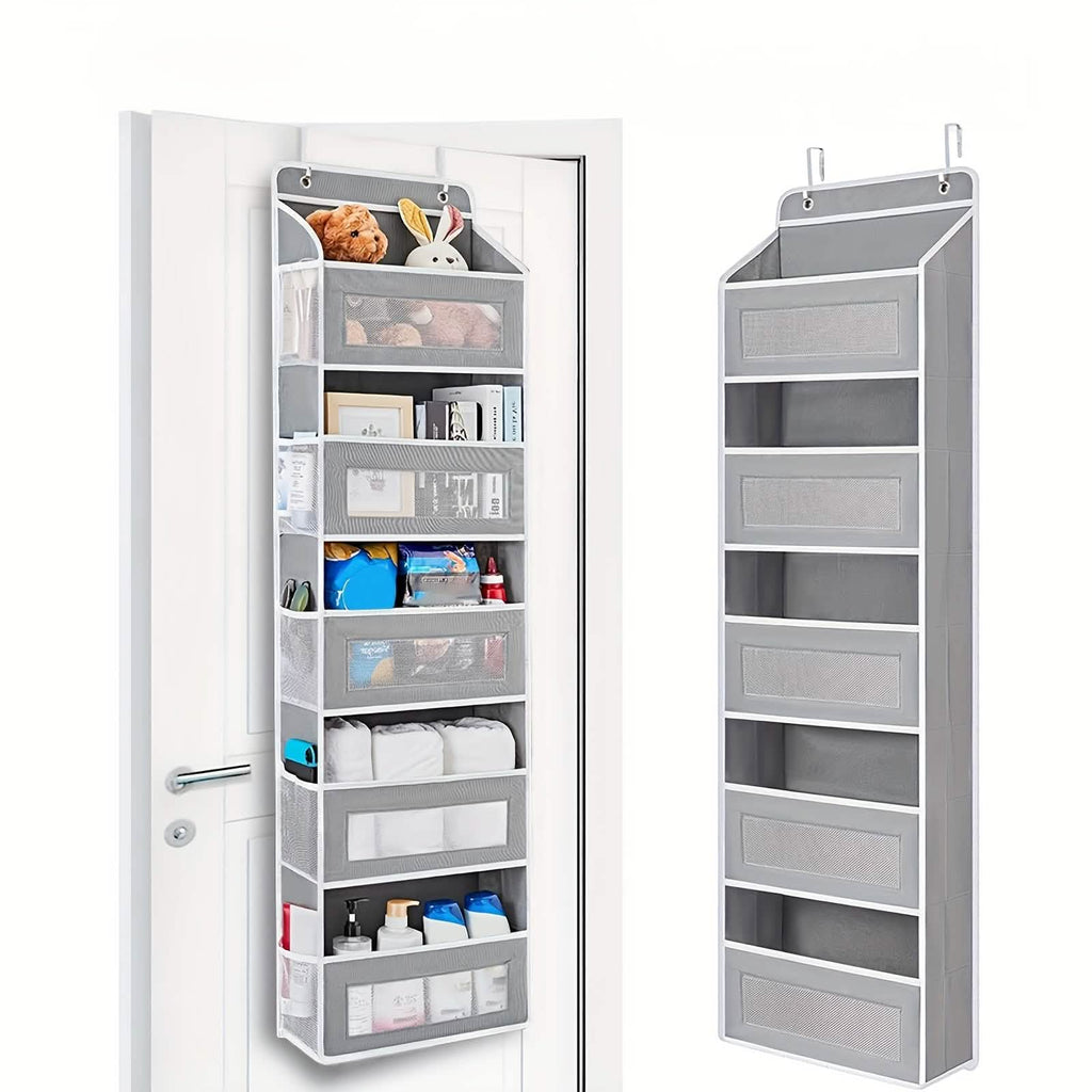 5-Tier Over-the-Door Storage Organizer — Foldable Fabric Pocket Caddy
