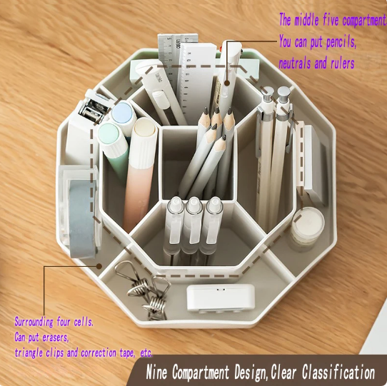 Rotating Desktop Pen Holder – Large Capacity Organizer for Office & School