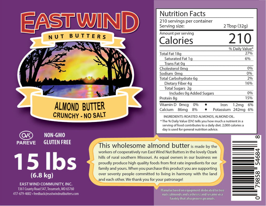 East Wind Nut Butters Almond Butter – Smooth & Crunchy