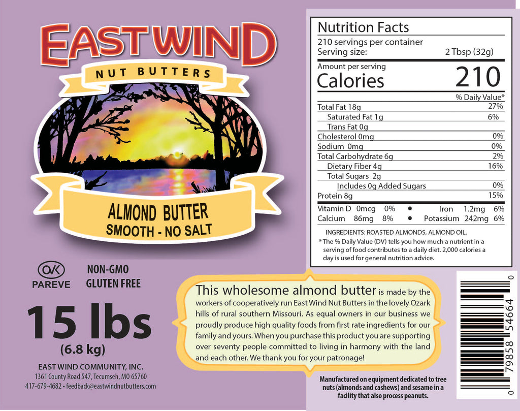 East Wind Nut Butters Almond Butter – Smooth & Crunchy