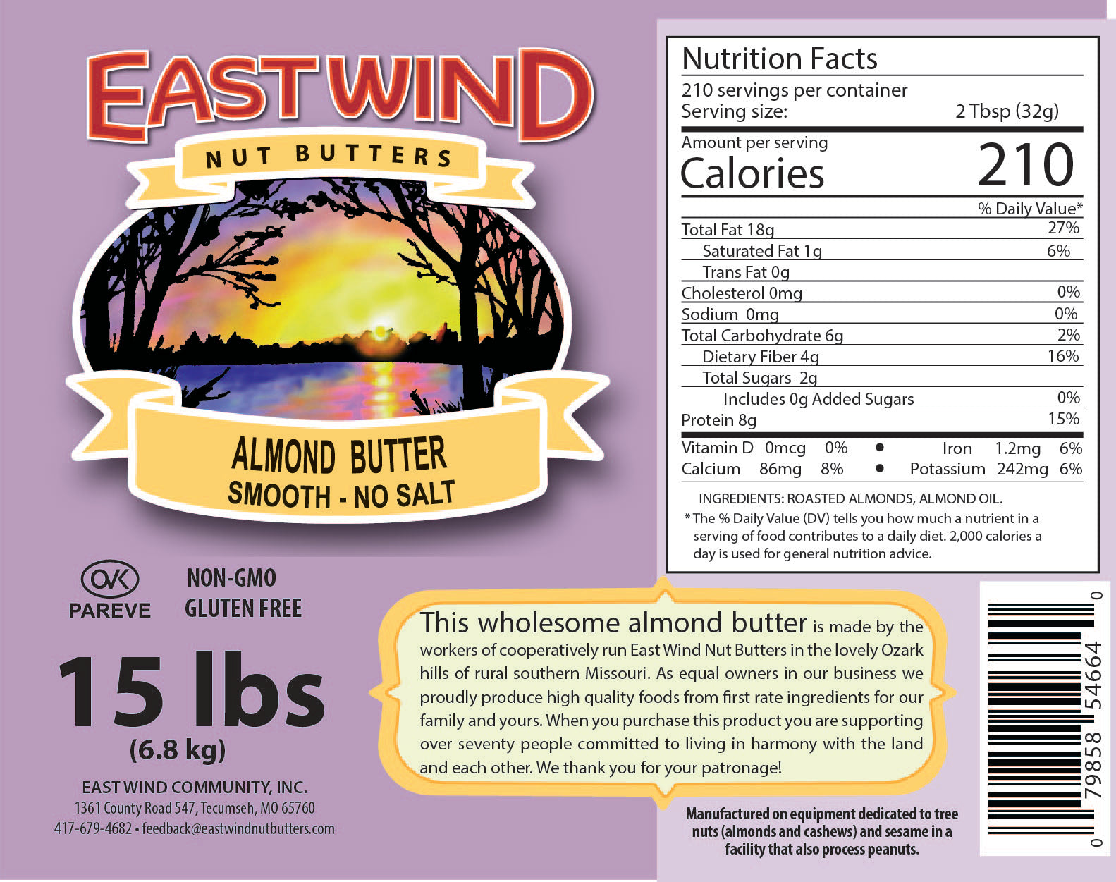 East Wind Nut Butters Almond Butter – Smooth & Crunchy