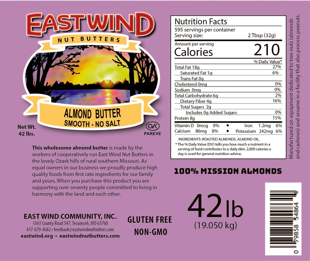 East Wind Nut Butters Almond Butter – Smooth & Crunchy