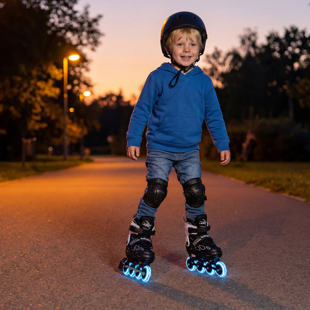 Adjustable Kids' Inline Skates with Light-Up Wheels