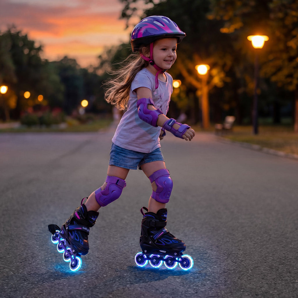 Adjustable Kids' Inline Skates with Light-Up Wheels