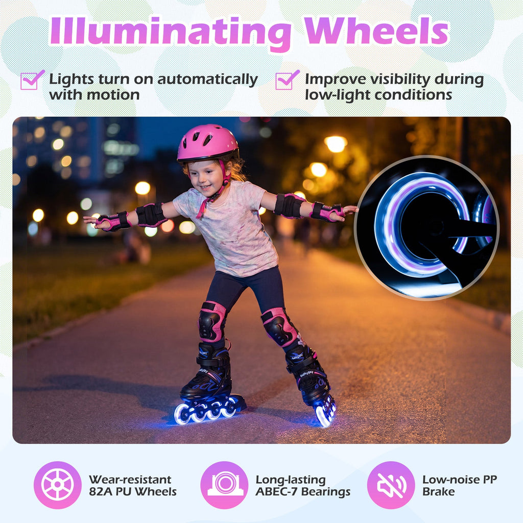 Adjustable Kids' Inline Skates with Light-Up Wheels