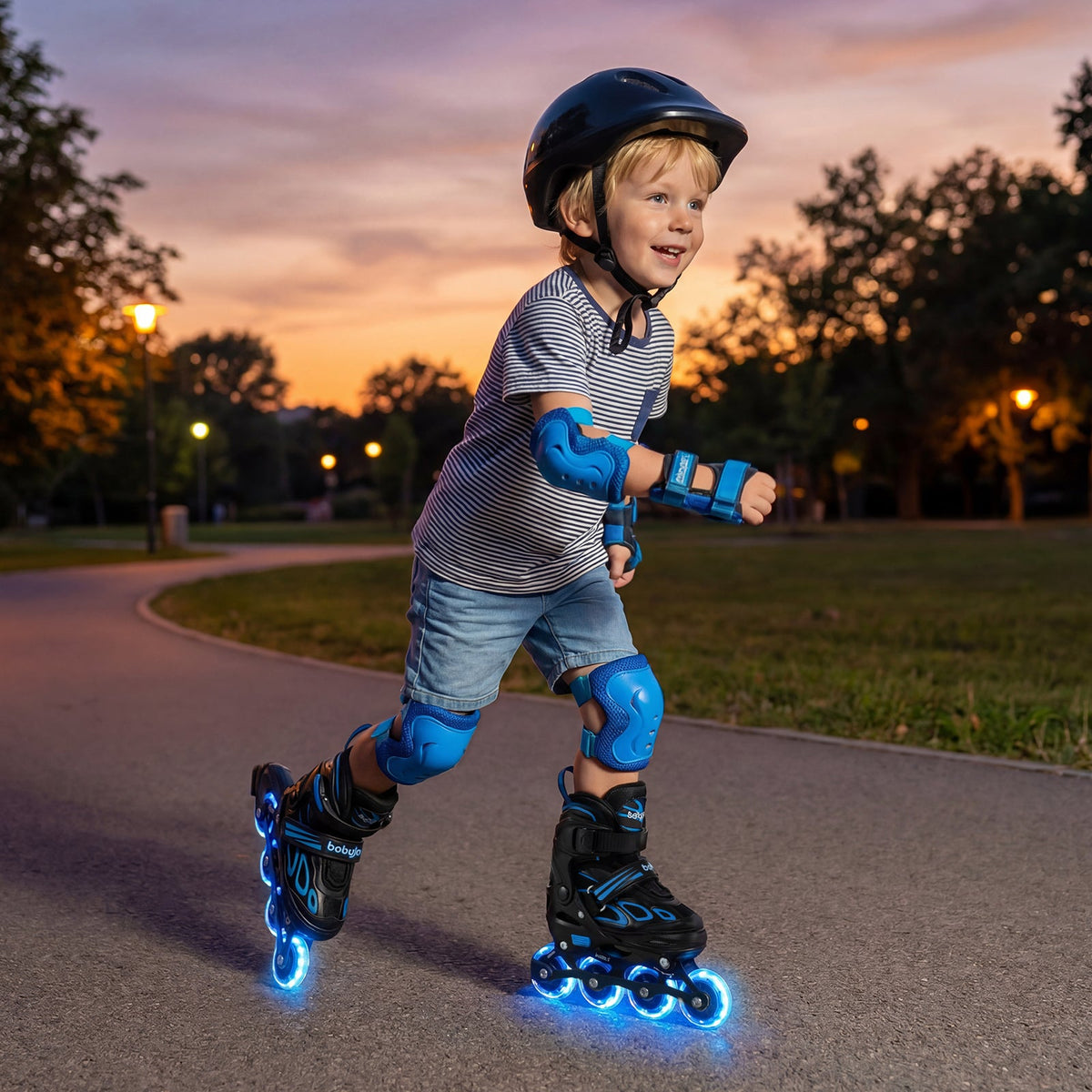 Adjustable Kids' Inline Skates with Light-Up Wheels