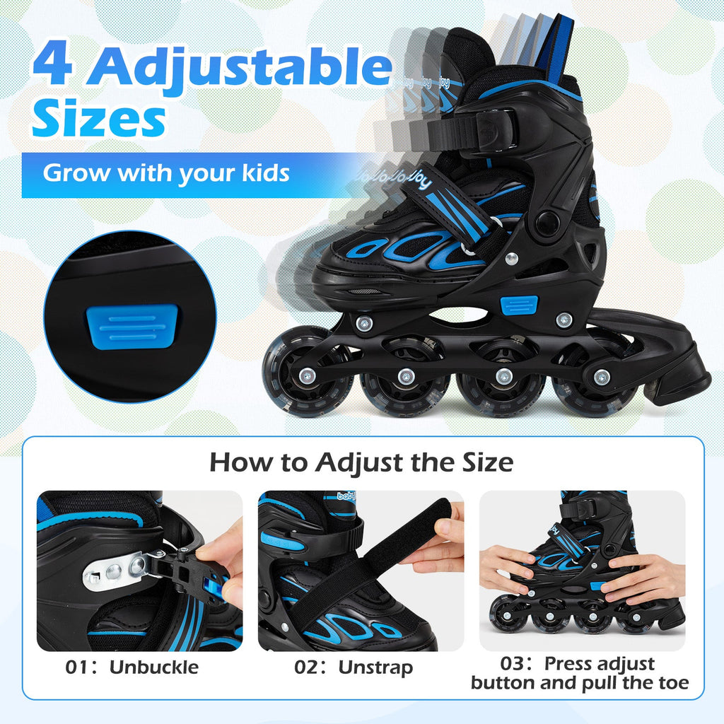 Adjustable Kids' Inline Skates with Light-Up Wheels