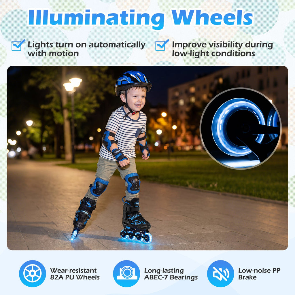 Adjustable Kids' Inline Skates with Light-Up Wheels