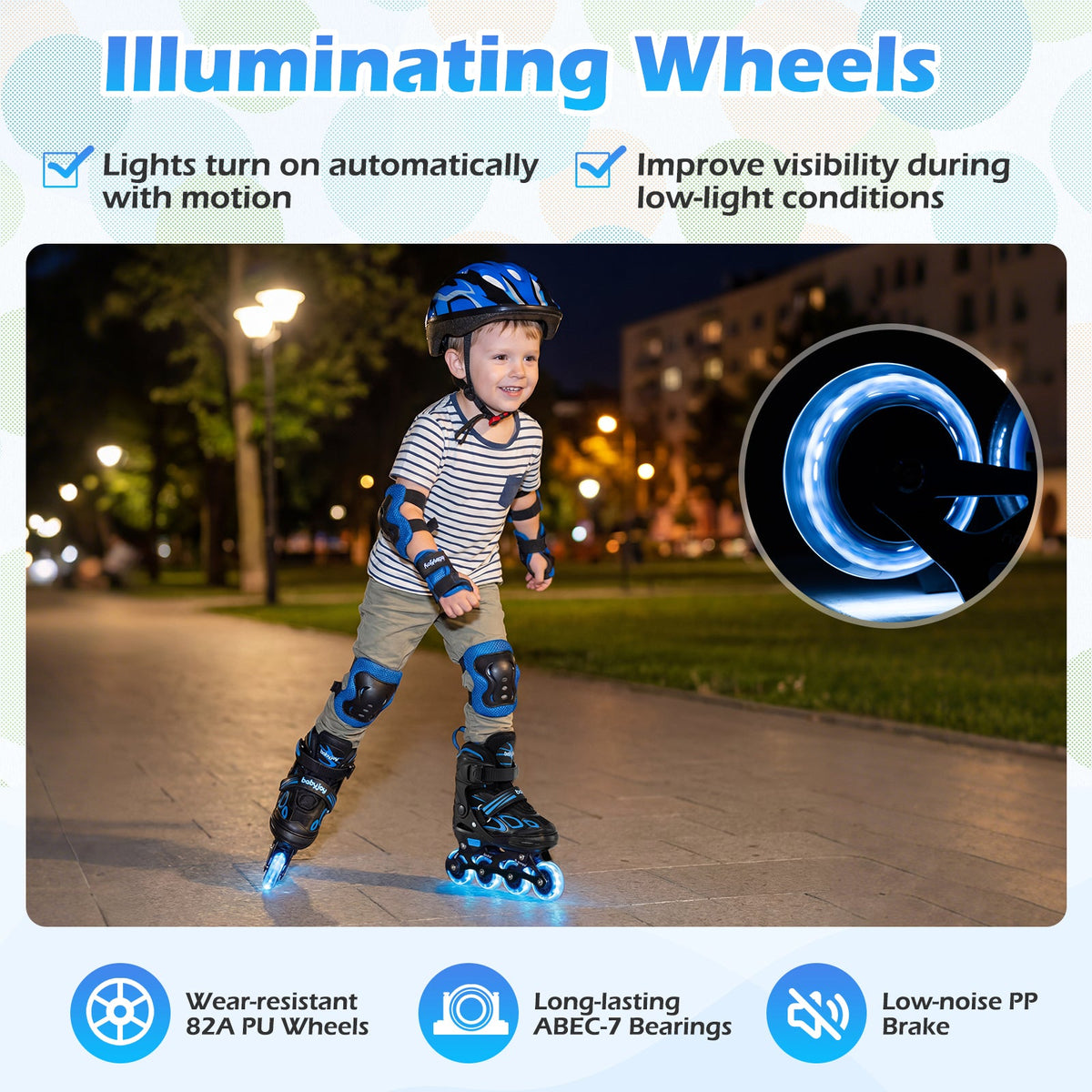 Adjustable Kids' Inline Skates with Light-Up Wheels