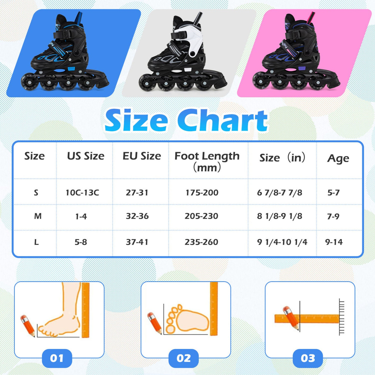 Adjustable Kids' Inline Skates with Light-Up Wheels