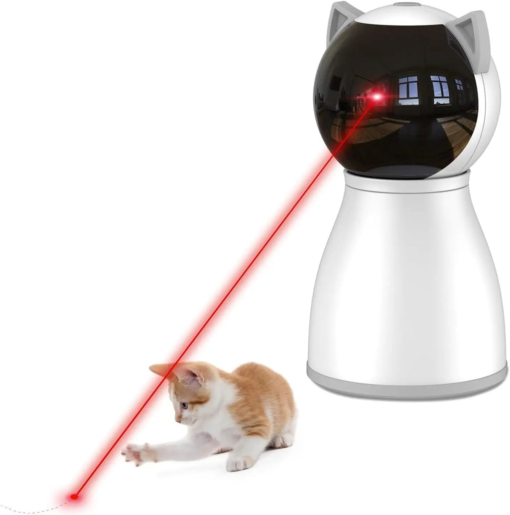 Automatic Cat Laser Toy – Motion-Activated, 3-Speed, Rechargeable | True Random Trajectory | 1200mAh Battery | White & Gray