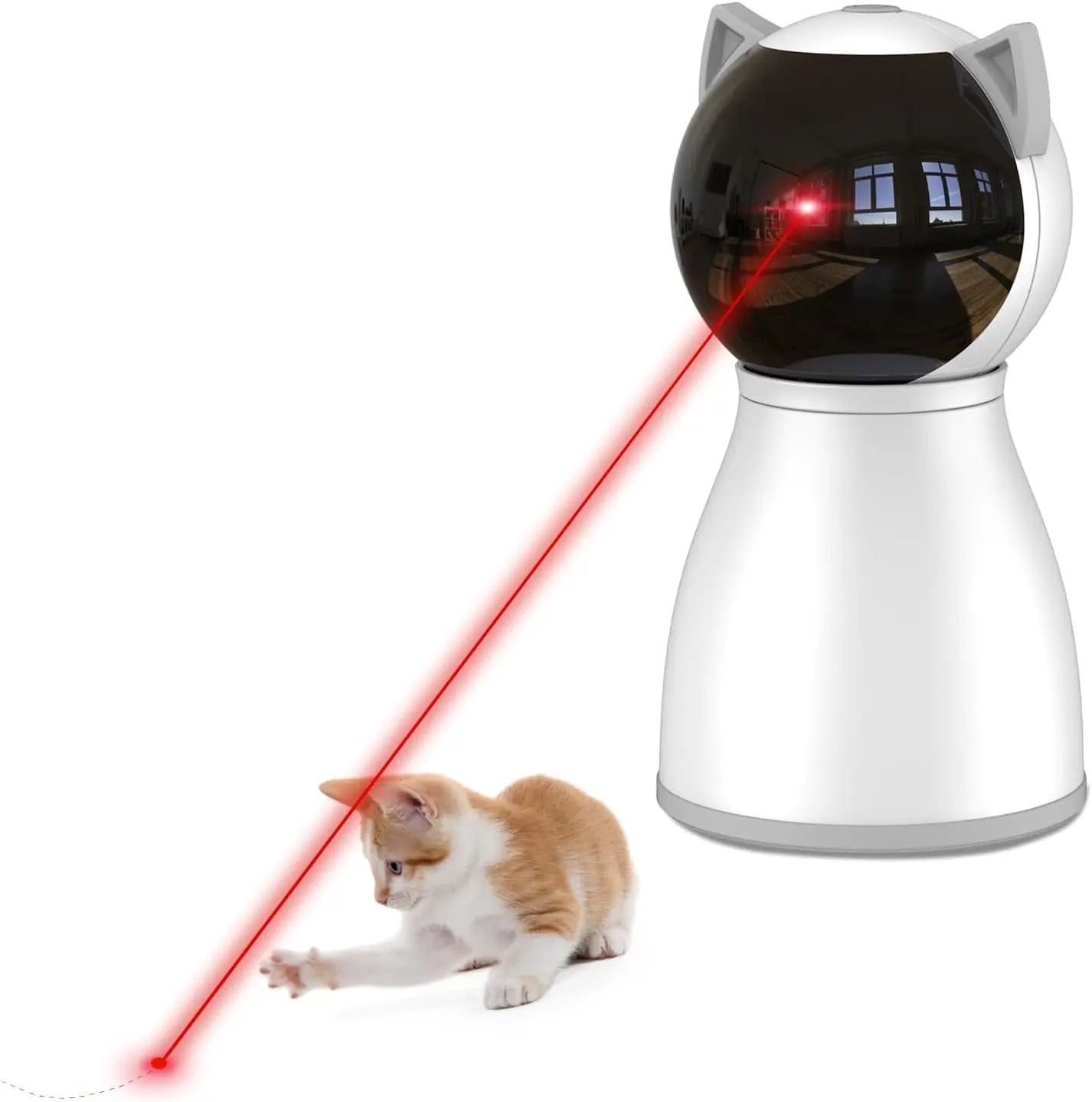 Automatic Cat Laser Toy – Motion-Activated, 3-Speed, Rechargeable | True Random Trajectory | 1200mAh Battery | White & Gray