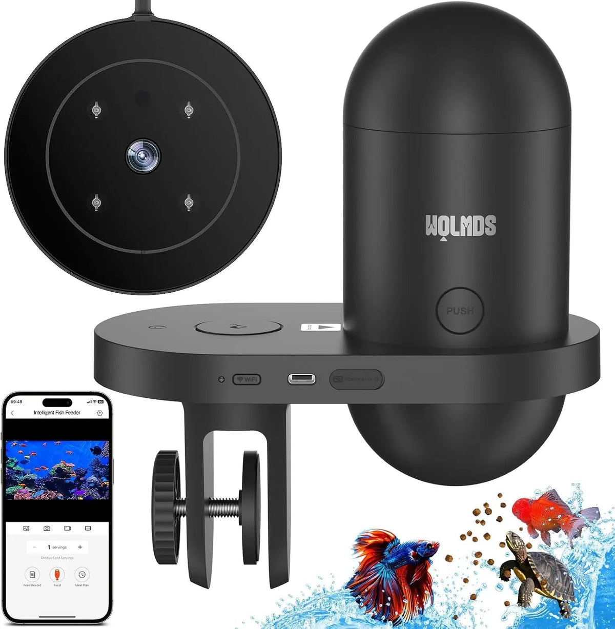 Automatic Fish Feeder with WiFi & 2.5K HD Camera